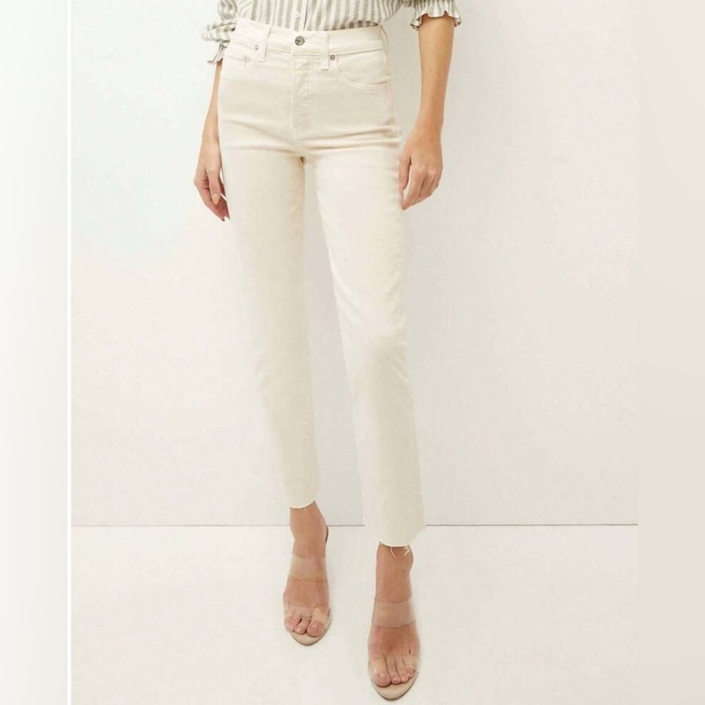 Veronica Beard Ryleigh High Rise Slim Straight Jeans Ecru Size 26/2 off white